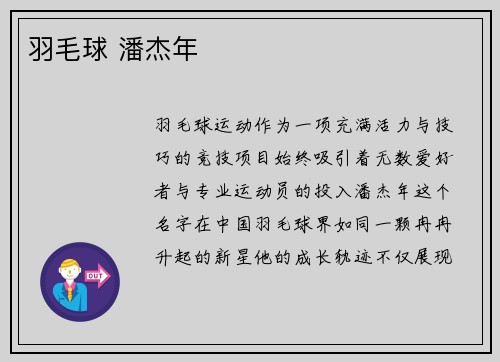 羽毛球 潘杰年